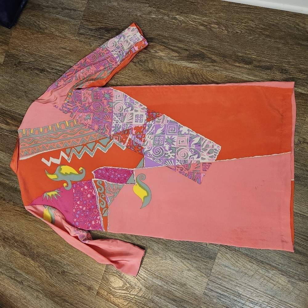 VTG Anne Crimmins for UMI Collections Silk Abstract Geometric Shift Dress 12 - Picture 8 of 11